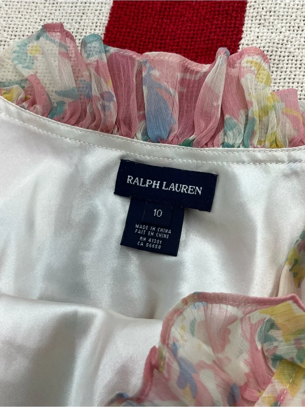 Ralph Lauren Pink Floral Ruffle Dance Dress Girls Size 10